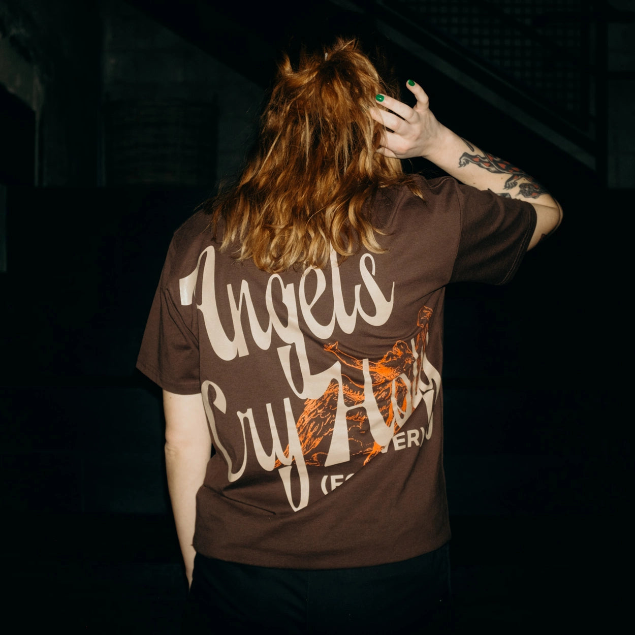 ANGELS CRY HOLY TEE, DARK CHOCOLATE