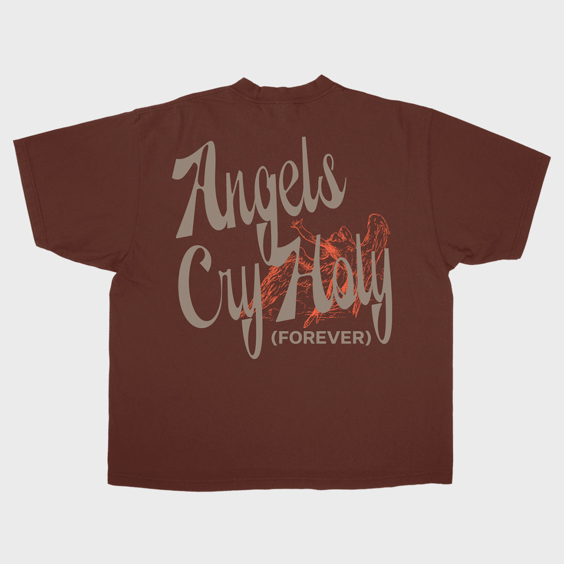 ANGELS CRY HOLY TEE, DARK CHOCOLATE
