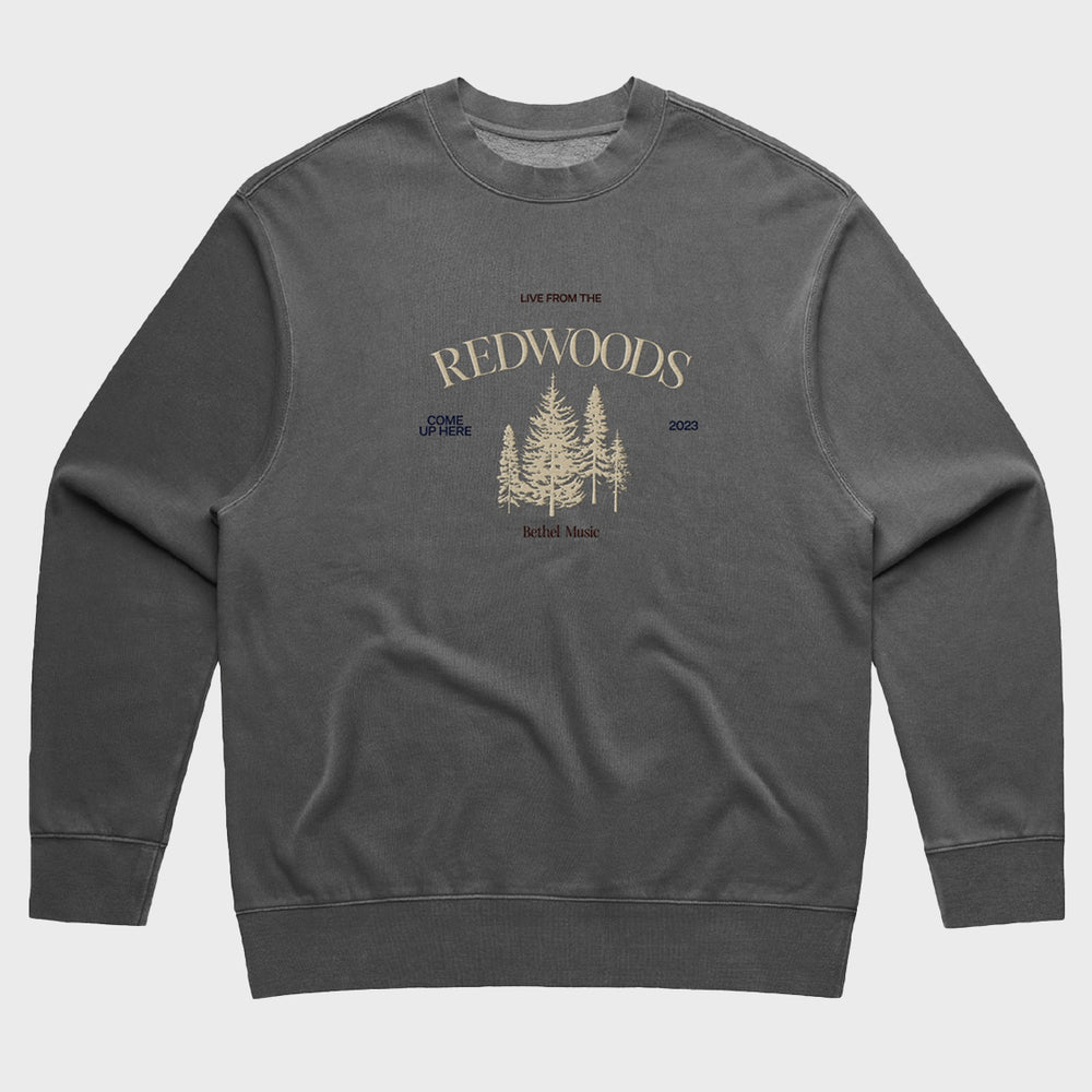 REDWOODS EMBROIDERED CREW, PEPPER